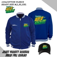 Custom Baseball Varsity Jacket with Pegadaian 123 Go Logo Free HAT