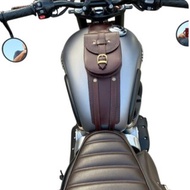TRIUMPH Real Leather Bag Tank Strap with pouch for T100,T120,Bobber(Dark Brown)