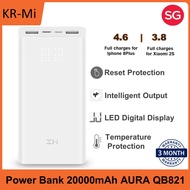 Xiaomi ZMI Power Bank 20000mAh AURA QB821 LED Digital Display With Type-C and Dual USB Ports Mi Power Bank, Micro USB, High Capacity, Digital Display, USB PD fast-charging up to 27W, Non-slip Design (3 Months Local Seller Warranty)