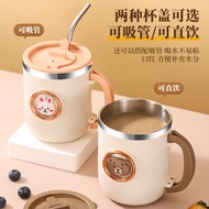 Water Cup with Lid Cartoon 316 Office Household Stainless Steel Mug Coffee Cup Space Capsule Creativ