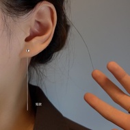 Guxuan S999 Pure Silver Long Earrings with Round Beads for Women Comfortable Sleeping Ear Studs for 