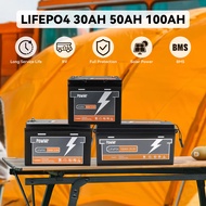 PowMr 12V 30Ah/50Ah/100Ah Lifepo4 แบตเตอรี่พร้อมชุดรองรับ BMS อัจฉริยะและการเชื่อมต่อแบบขนาน