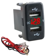 [Quick Delivery]Car Charger 12V 24V Socket 4.2A Dual USB Ports Voltmeter Power charger for Toyota Line Accessories