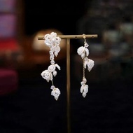 耳釘誇張高級感ab款不對稱耳環小眾設計感冷性風米珠花朵耳墜耳飾