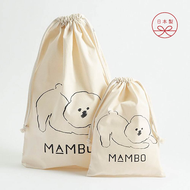 日本claska Mambo 比熊犬厚磅純棉束口袋/收納袋 (S/M)