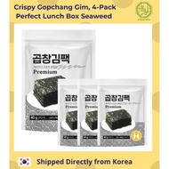 Haenong Gopchang Gim Premium Korean Seaweed Snack, 4 Packs of 40g Crispy Roasted Laver in Resealable