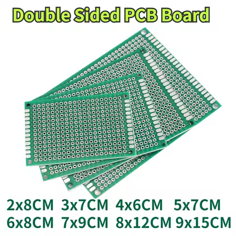 1/5PCS Double Sided PCB Board Prototype Green 2x8CM 3x7CM 4x6CM 5x7CM 6x8CM 7x9CM 8x12 9x15 Universa