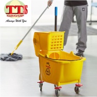 TTS-32L Heavy Duty Mopping Cart Single With Bucket Wringer Trolley, Mop Wringer Trolley, Mop Bucket-