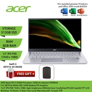 Acer Laptop Swift 3 SF314-43-R5AD Laptop Notebook - Pure Silver (14" FHD/Ryzen 5 5500U/8GB/512GB SSD/ATI/W10/HS)