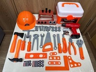 兒童工具箱 55件套裝 聖誕禮物 首選 連 頭盔 刀仔 鋸 螺絲批 電鑽 螺絲 釘 貼紙