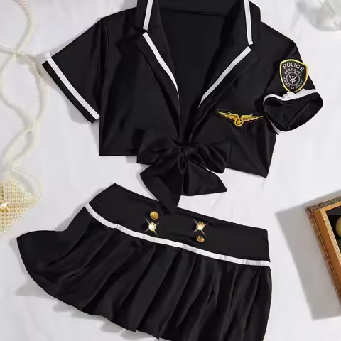 Cosplay Women Lingerie Sailor Dress Stage Costumes Low Waist Splits Student Stewardess Cosplay Unifo