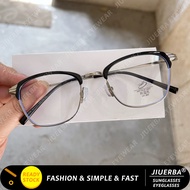(JIUERBA) Retro Eyebrow Frame Eyeglasses for Men Metal Half Frame Anti Blue Light Eyeglasses
