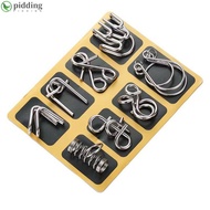 PIDDING Set of 8pcs Metal Wire Puzzle, Disassembly Assembly IQ Test Iron Link Unlock Interlock Game,