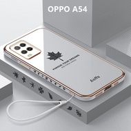 Casing OPPO A54 Case Plating Maple Leaves Cover Soft TPU Phone Case OPPO A54