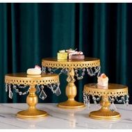 Elegant Gold Cake Stand Crystal Diamond Birthday Party Cake Cupcake Dessert Holder Dulang Hantaran K