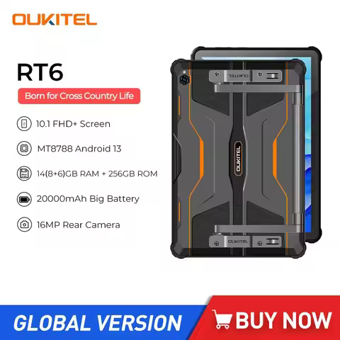 Oukitel RT6 Rugged Tablet PC 8GB+256GB 10.1Inch Android 13 Pad Tablet With Holder 16MP Camera 20000m