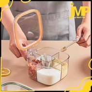 JMP - Kitchen Spice Jar Set 5 in 1 Free Spoon Aesthetic Kitchen Spice Jar Container 5 Compartments K