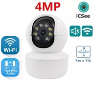 กล้องวงจรปิด wifi 4MP ICsee WIFI ขนาดเล็กสำหรับกล้องกล้องวงจรปิดการเฝ้าระวังวิดีโอ2เสียงแบบไร้สายในร