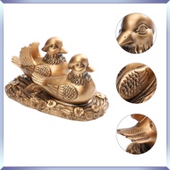 💍 Patung Bebek Mandarin Emas 6.5 Inci Resin Hiasan Penghias untuk Dekorasi Rumah dan Pejabat