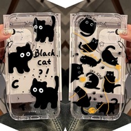 INS Cute Black Cat Clear Casing For RENO 12F 12 12pro 5G 11 10 9 8 7 6 Pro 11F 7Z 8Z 2F 2Z 6 5 Lite 
