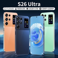 S26 Ultra Mobile Phone 16+1TB Android 7.3 Inch Large Screen Quad Core Dual Card Dual Mode