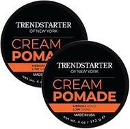 TRENDSTARTER - CREAM POMADE (4oz) (PACK of 2) - Medium Hold - Low Shine - Water-Based All-Day Hold P