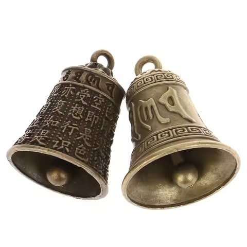 1PC Antique Bell Mini Alloy Metal Sculpture Pray Bell Feng Shui Fortune Bell Invitation Buddha Buddh
