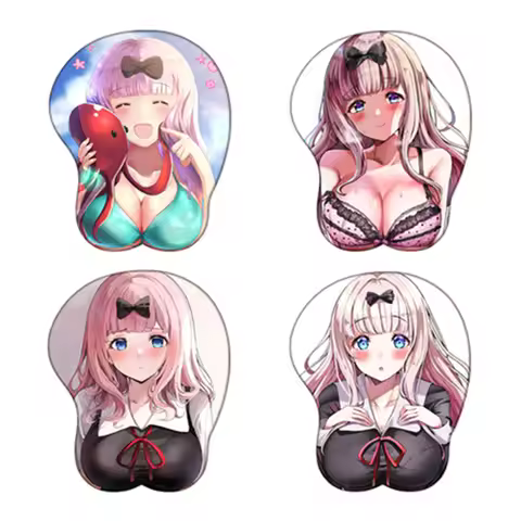 Anime Kaguya-sama Wa Kokurasetai Fujiwara Chika 3D Boobs Kawaii Mouse Pad with Soft Wrist Rest 2way 