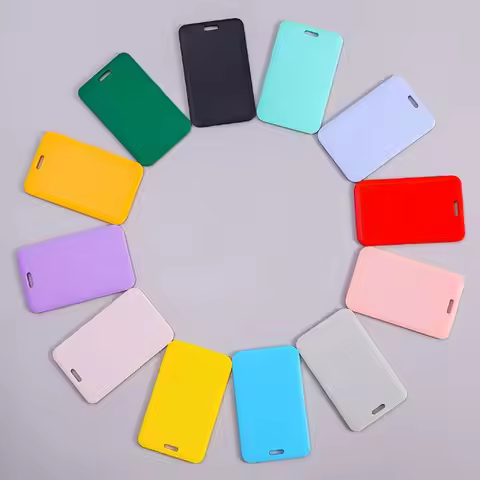 Plastic Business Card Holder Pure Color Credit Card Holder ID Card Sleeve Bus Card Cover Case Bank I