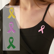 Colorful Ribbon Shaped Brooch Breast Cancer Awareness Enamel Lapel Pin AIDS Promotion Day Badge For 