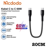 [NEW]Promo Short Data Cable Mcdodo CA-5640 Usb Type-C to Type C 20cm 60W - Black 20CM