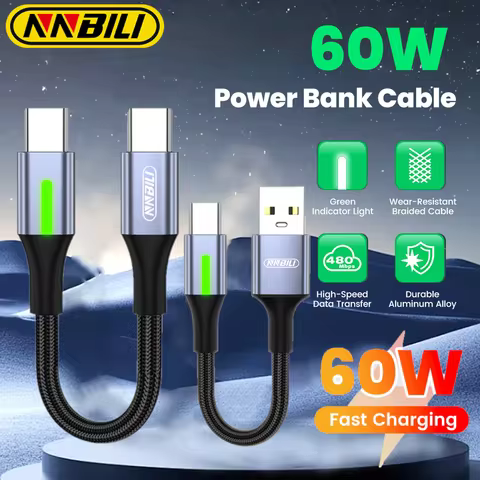 NNBILI 0.25-0.5m Short USBC Cable 66W USB A To Type C Fast Charging Cable for iphone 15 Huawei Samsu