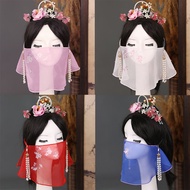 MUJIOriginal ear-hook veil face-covering live broadcast anchor ancient style fairy Hanfu costume internet celebrity lace half-face face mask sun protection