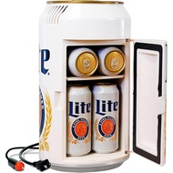 Miller Lite Mini Fridge - Refrigerator for Bedroom Office, Portable Table Top Beverage Cooler, 12V 1