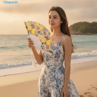 EPOCH Handheld Fan, Fruit Pattern Plastic Frame Summer Folding Hand Fan, Portable Lightweight with T