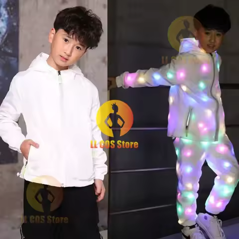 Led Lighting Rave Jacket Light Waterproof Clothes Cool Night Run Props Kids Dance Performance Child 