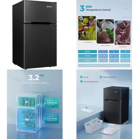 EUHOMY Compact Refrigerator with Freezer, 3.2 Cubic Feet Mini Fridge, Ideal for Dorms, Apartments, a