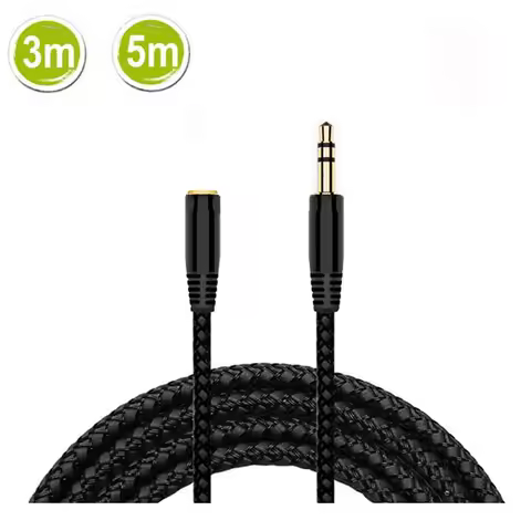3m/5m Headphone Extension Cable 3.5mm Jack Male to Female AUX Cable M/F Audio Stereo Extender Cord E
