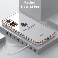 Casing Redmi Note 12 Pro Case Plating Maple Leaves Cover Soft TPU Phone Case Redmi Note 12 Pro 4G