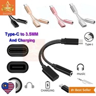 (MW)Earphone 2 in 1 Adapter Type C to 3.5mm Aux Audio Cable USB-C 3.5 mm Jack Headset Charging Cable