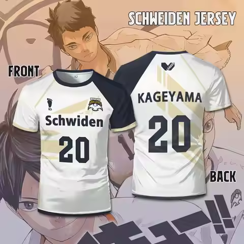 Haikyuu Schweiden Adlers Anime T-shirt Unisex Fashion Round Neck Short Sleeve Tops Youth Stadium Spo