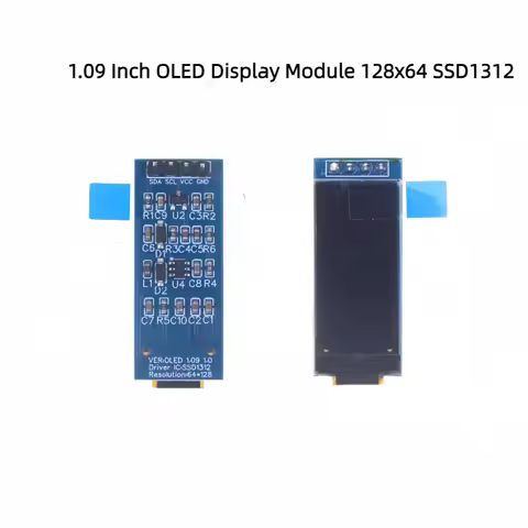 1.09 Inch OLED Display Module 128x64 SSD1312 I2C 4 Pin Interface For Arduino Raspberry Pi Low Power 