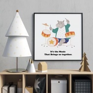 叢林樂團 • 河馬打爵士鼓 - 佈置/方形掛畫/音樂掛畫/河馬掛畫