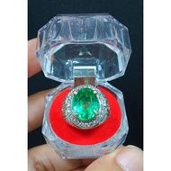 926 SILVER RING WITH COLOMBIAN EMERALD GEMSTONE TOP GREEN QUALITY