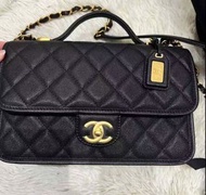 Chanel Handbag caviar 魚子醬黑金郵差包