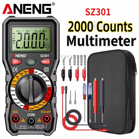 Digital Multimeter 600V Voltage Test ANENG SZ301 2mF Capacitance Meter 2000 Count Tester DIY Electro
