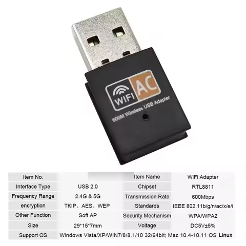 600mbps Dual Band USB Wifi Adapter Wireless PC NetworK Card Wireless USB WiFi Adapter Dongle