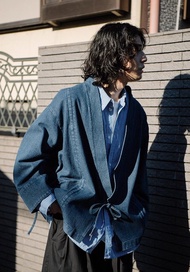 深夜食堂 日系復古和服感牛仔道袍外套