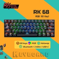 RK68 / RKG68 RGB Hotswap RK - English คีย์บอร์ดไร้สาย Bluetooth Wireless Mechanical Keyboard