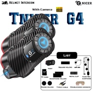 TNICER G4 Motorcycle Bluetooth Headset with Camera 2-people Intercom（2Pcs）